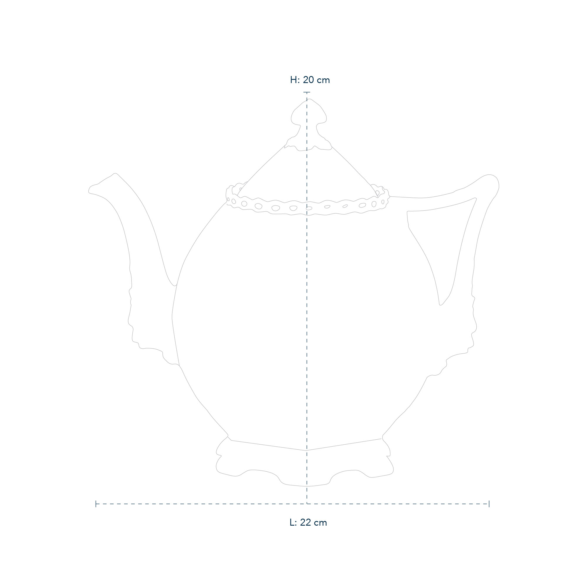 Line drawing of White Fluted Full Lace Teapot 100 cl